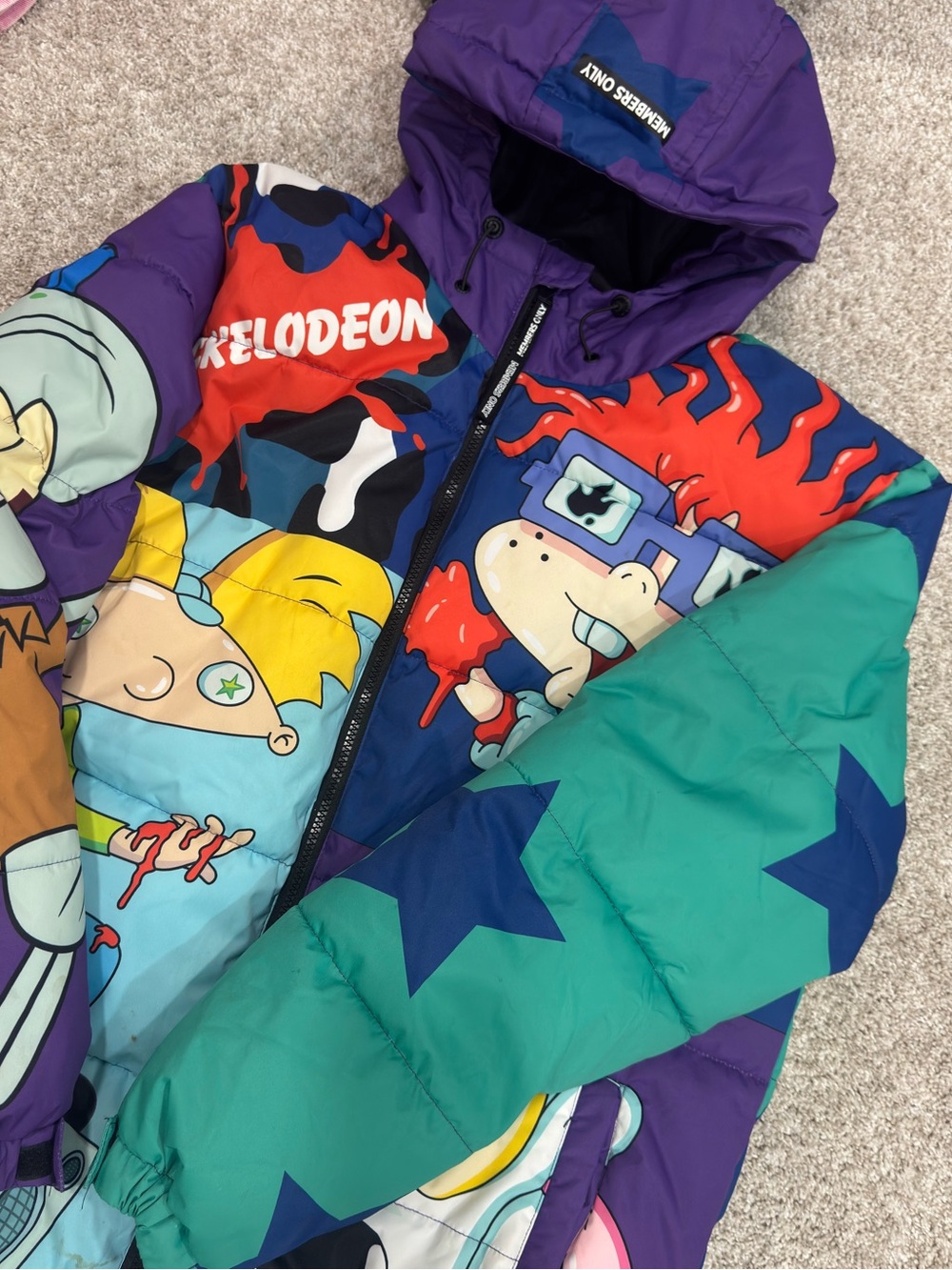 Nickelodeon Rugrats Spongebob Cartoon Members Only Puffer Coat